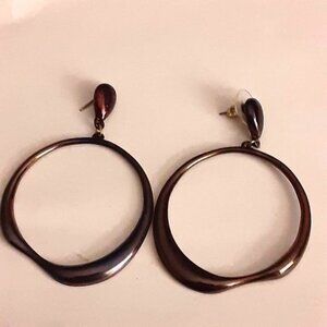 Bronze tone 2" hoop earrings classic career